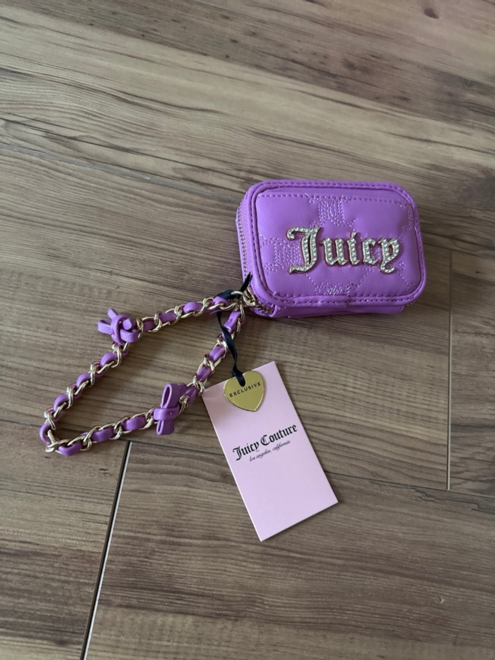 Juicy Couture demure square zip card case in English rose